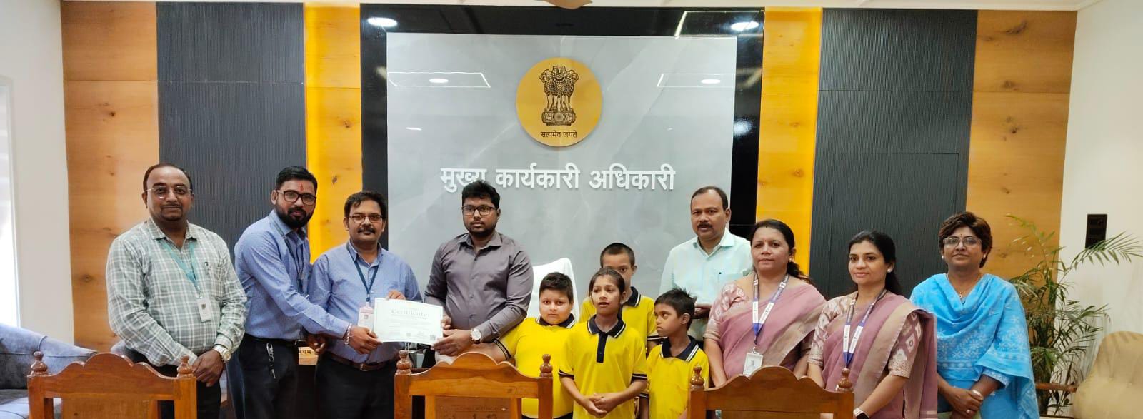 We received the Best Implementation School  Certificate from the hands of Honorable CEO, Z P Gondia     